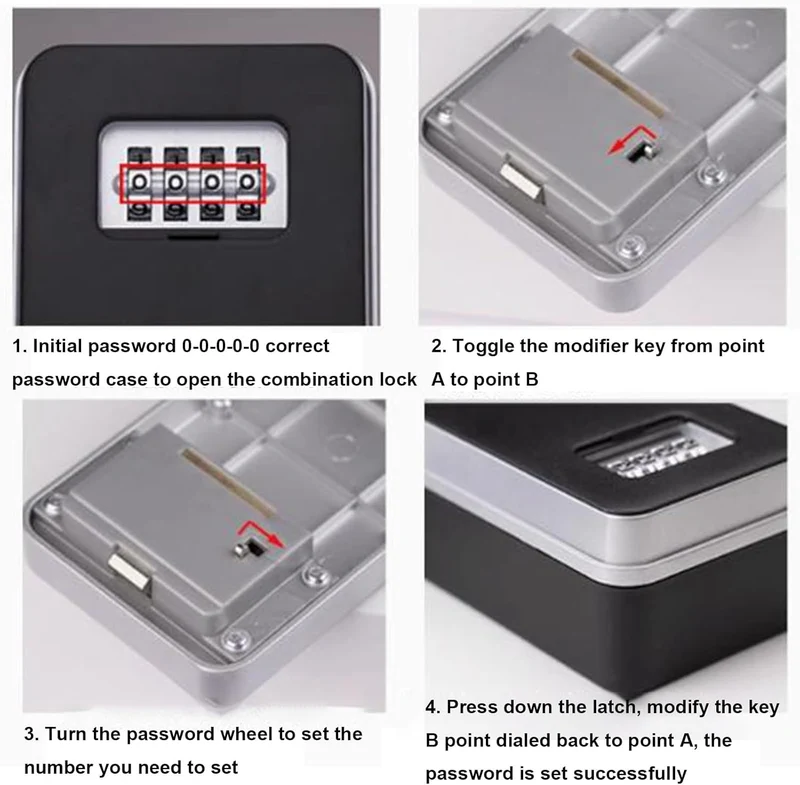Key Lock Box voor Buiten – Beveiligde Sleutelkast met Instelbare Code voor Huis, Inclusief Montagekit (Wandmontage)