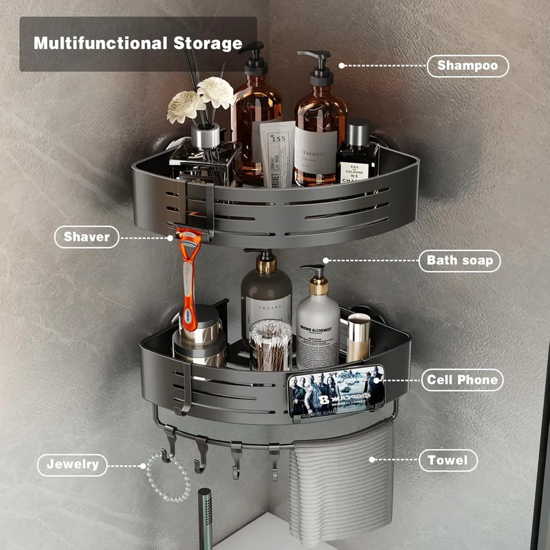 CaddyCraft Driehoekige Douch Organizer | Maximaliseer ruimte met een stijlvolle, veelzijdige caddy