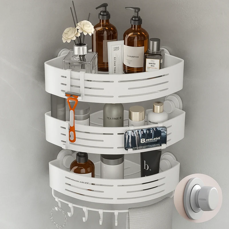 CaddyCraft Driehoekige Douch Organizer | Maximaliseer ruimte met een stijlvolle, veelzijdige caddy