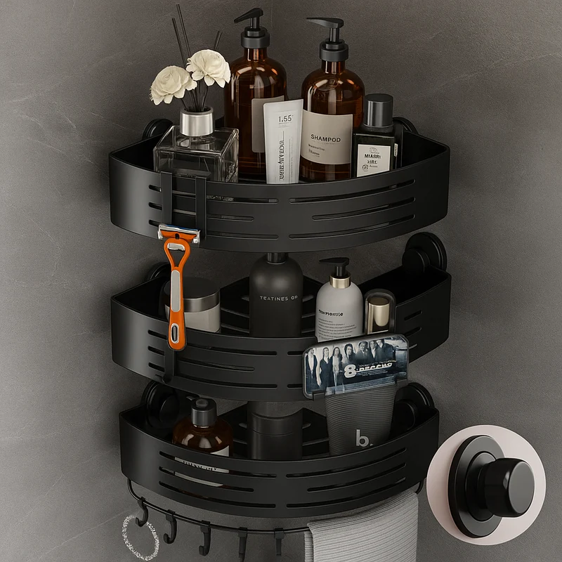 CaddyCraft Driehoekige Douch Organizer | Maximaliseer ruimte met een stijlvolle, veelzijdige caddy