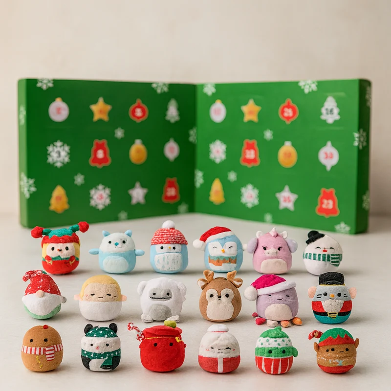 SquishJoy Vakantie Verrassingsset | Feestelijke adventskalender gevuld met knuffelbare Squishmallows!