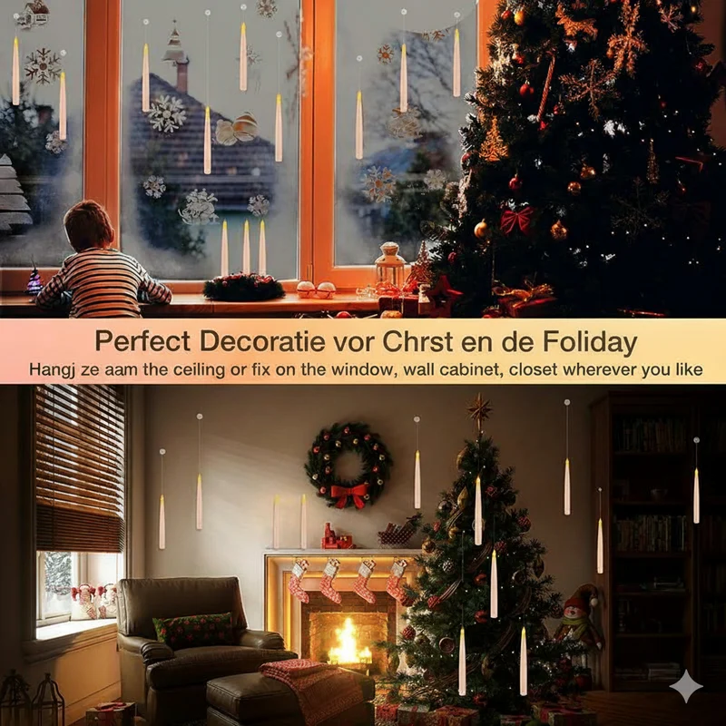 LumiGlow LED Kaarsen Set | Vlamloze hangende kaarsen met afstandsbediening voor sfeervolle decoratie