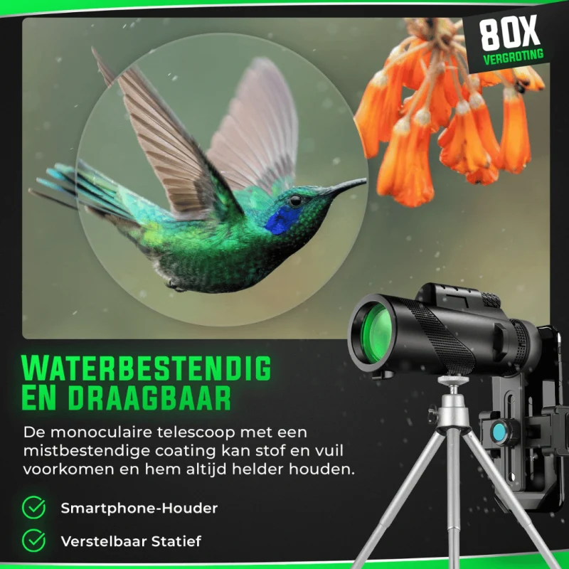 AstroView Hoogwaardige Monoculair | Compact en licht voor een heldere kijk op grote afstanden