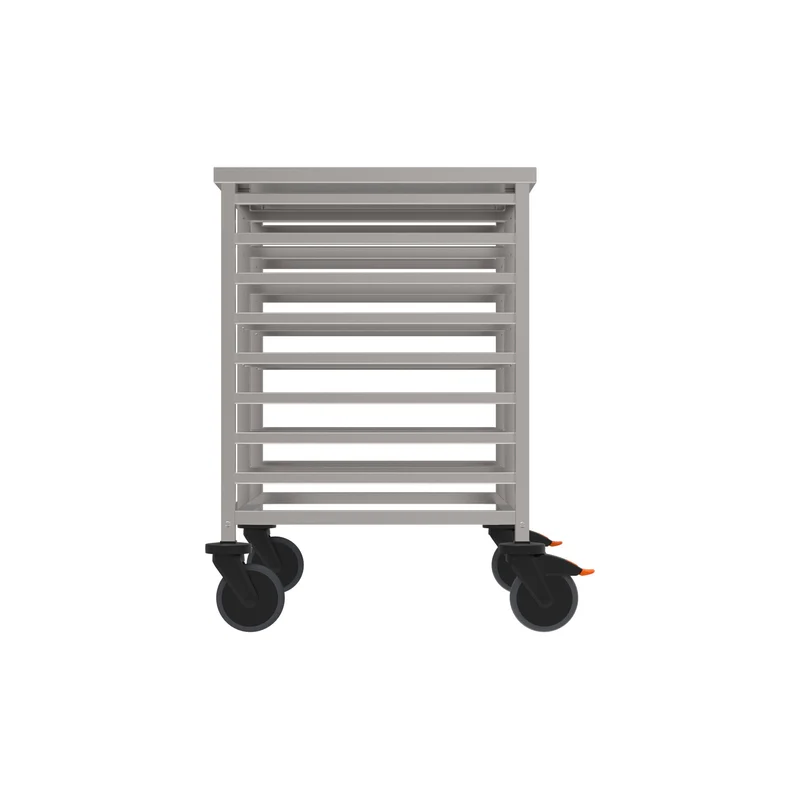 Rieber GN-Regalwagen für GN 1/1; 2/3; 1/3; 2/8 in niedriger Ausführung mit Abweiserrollen
