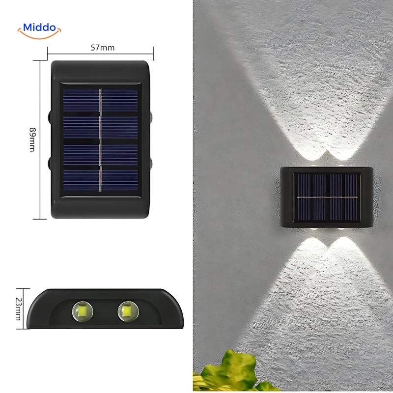 LumiGlow Solar-Wandlamp | Waterdichte LED met Dubbele Kop voor Stijlvolle Buitendecoratie