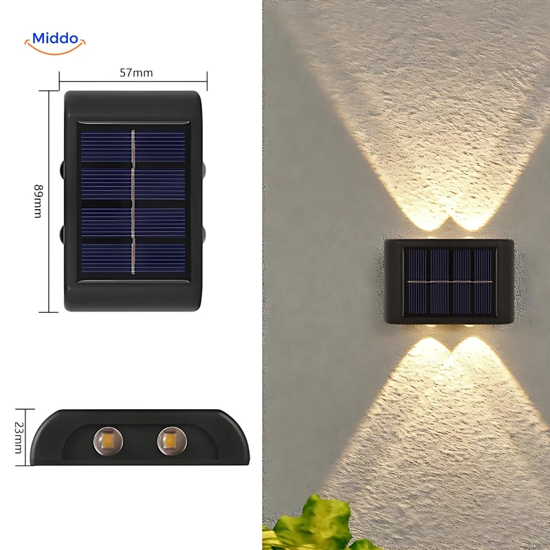 LumiGlow Solar-Wandlamp | Waterdichte LED met Dubbele Kop voor Stijlvolle Buitendecoratie