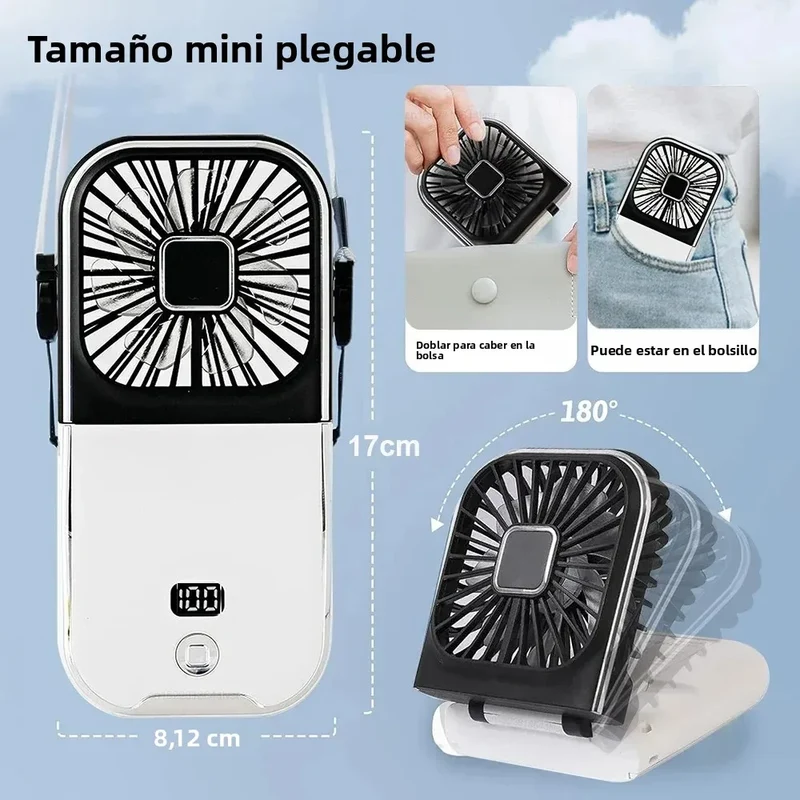 Luftigo Mini USB-Fan | Compact, oplaadbare ventilator met digitale weergave en meerdere windmodi