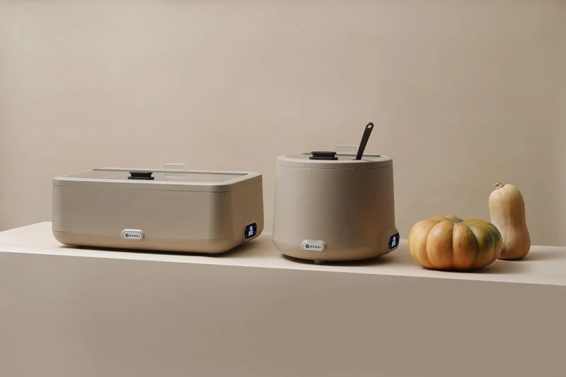 HENDI Chafing Dish UNIQ – GN 1 / 1 – 230 V / 700 W – designed by Robert Bronwasser – Beige – 607 × 402 × H 245 mm