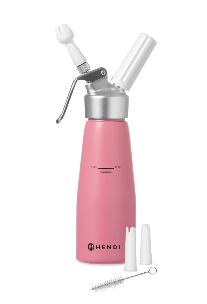 HENDI Sahnespender – 0,5 l – Pastellrosa – Ø 80 × H 260 mm