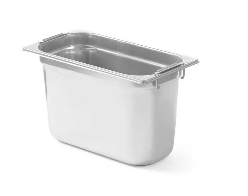 HENDI GN-Behälter mit einklappbaren Griffen – Profi Line – GN 1 / 3 – 3,9 l – 325 × 176 × H 100 mm