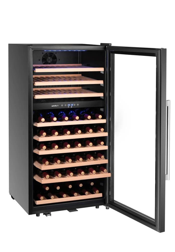 Arktic Weinkühler, 2 Zonen, 91 Flaschen – Schwarz – 569 × 595 × H 1215 mm