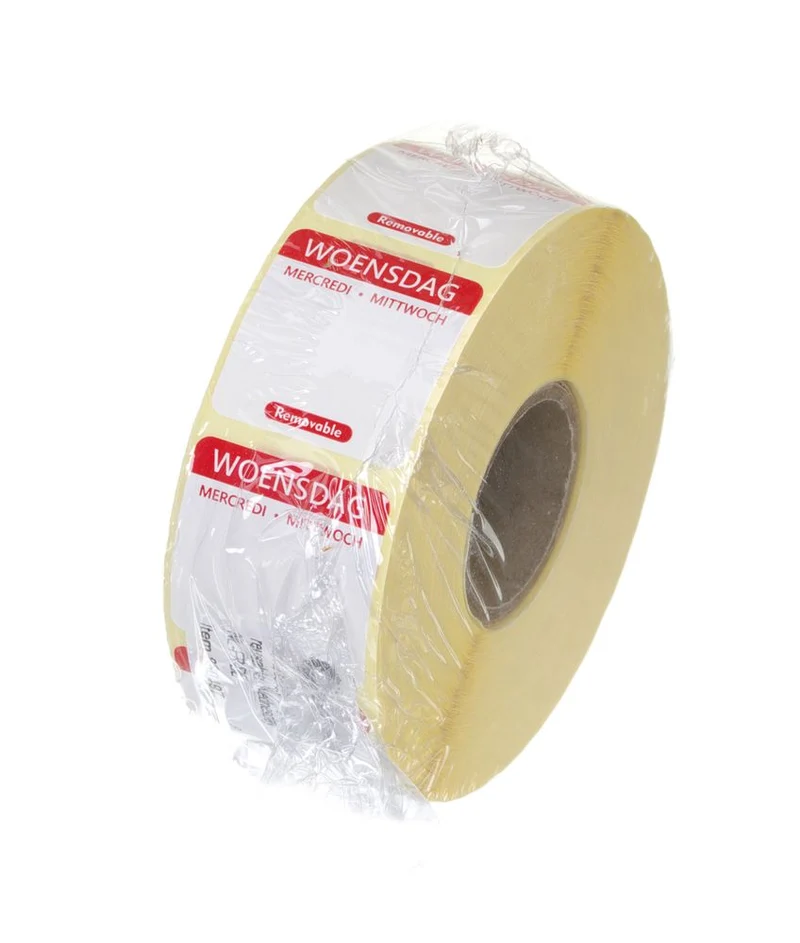 HENDI Täglich anwendbare Lebensmittelsicherheitsetiketten – Mittwoch – Rot – 25 × 25 mm – 1000 Stück