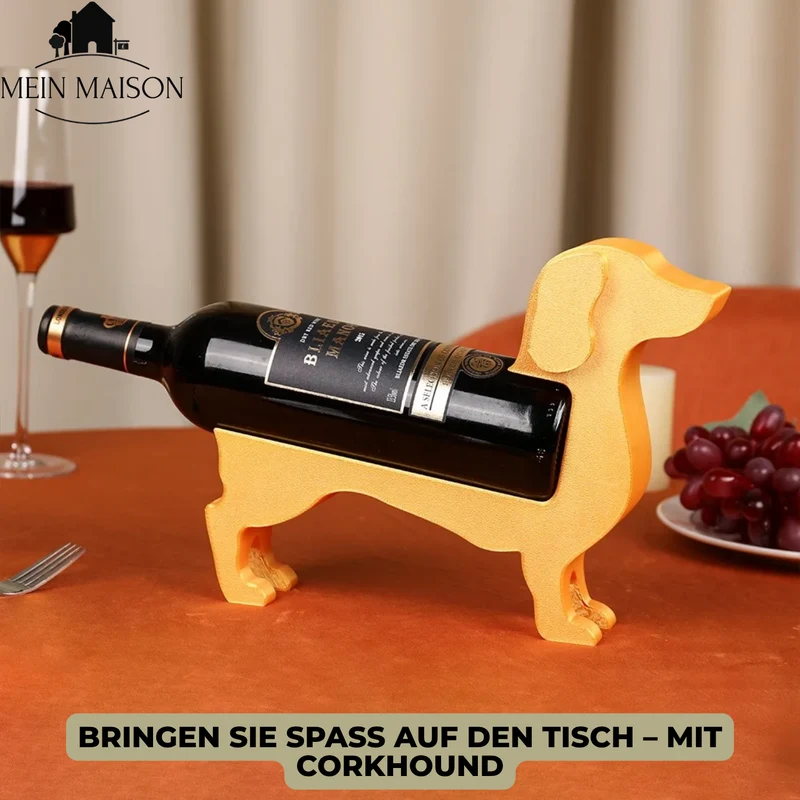 Wijnfleshouder Teckel CorkHound | Origineel Design | Stevig & Decoratief | Voor 375–500 ml