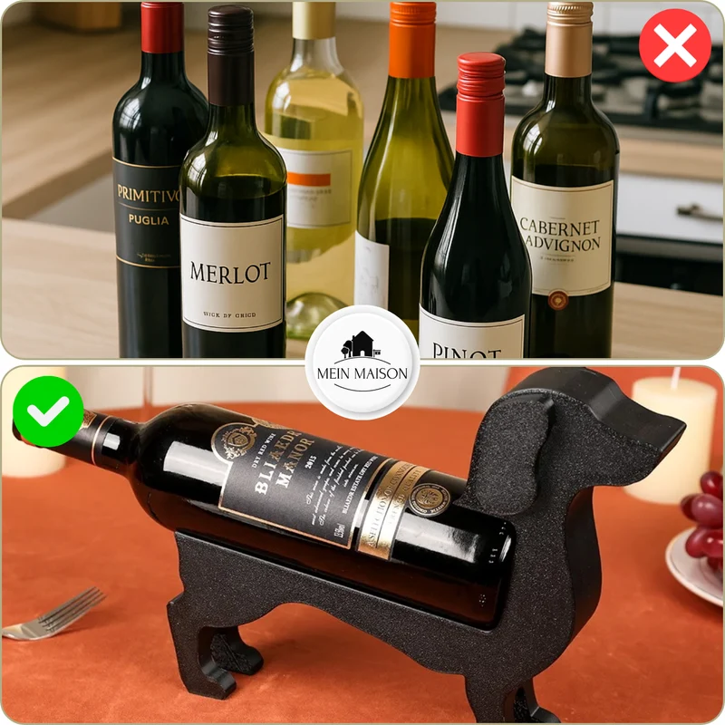 Wijnfleshouder Teckel CorkHound | Origineel Design | Stevig & Decoratief | Voor 375–500 ml