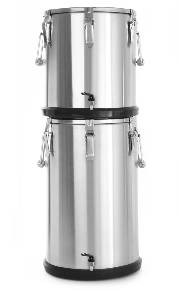 HENDI Isolierter tragbarer Behälter - mit Ablasshahn – Profi Line – 20 l – Silber – Ø 330 × H 360 mm