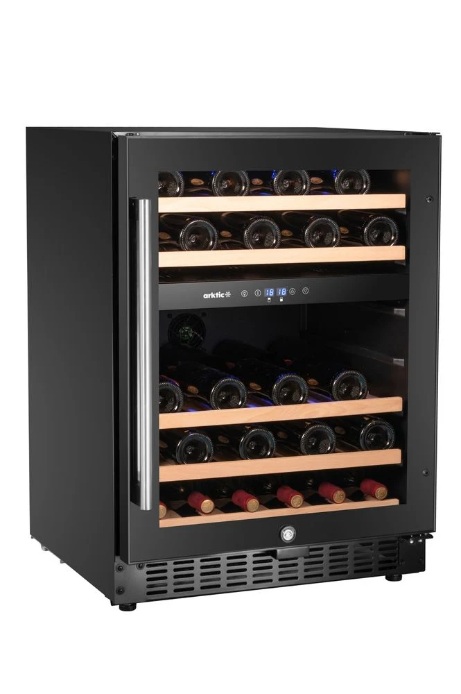Arktic Weinkühler, 2 Zonen, 46 Flaschen – Schwarz – 570 × 595 × H 820 mm
