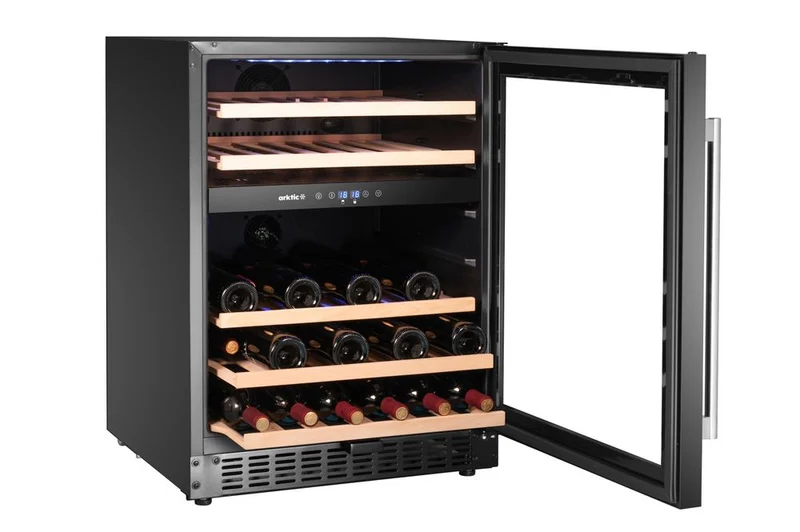 Arktic Weinkühler, 2 Zonen, 46 Flaschen – Schwarz – 570 × 595 × H 820 mm