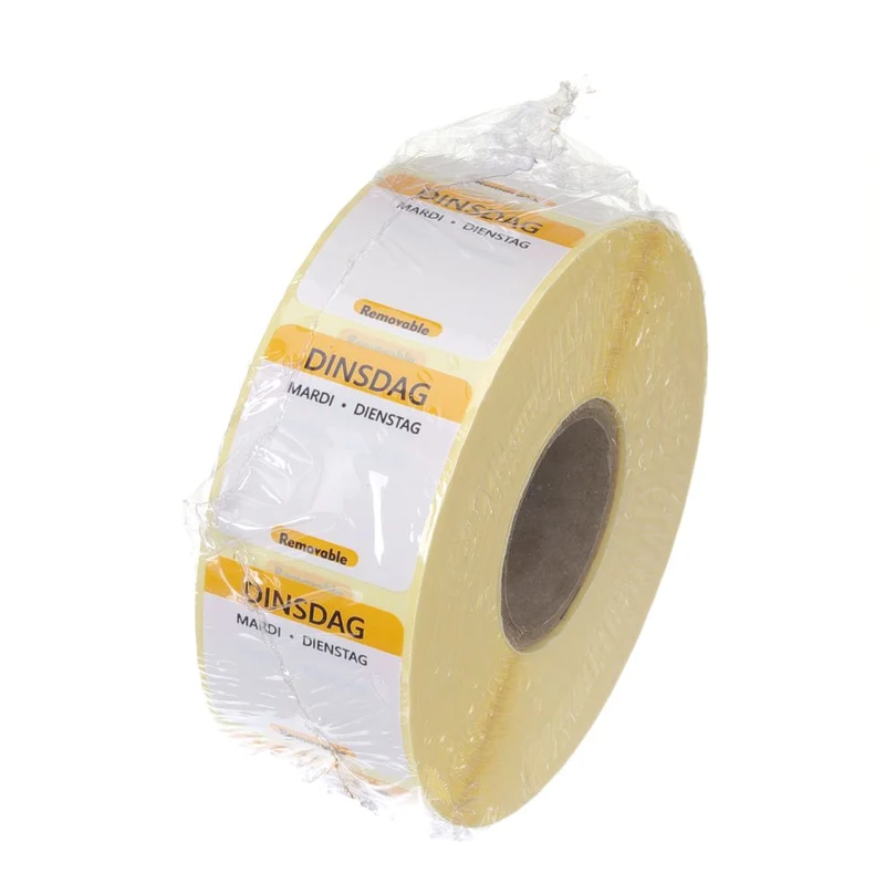 HENDI Täglich anwendbare Lebensmittelsicherheitsetiketten – Dienstag – Gelb – 25 × 25 mm – 1000 Stück