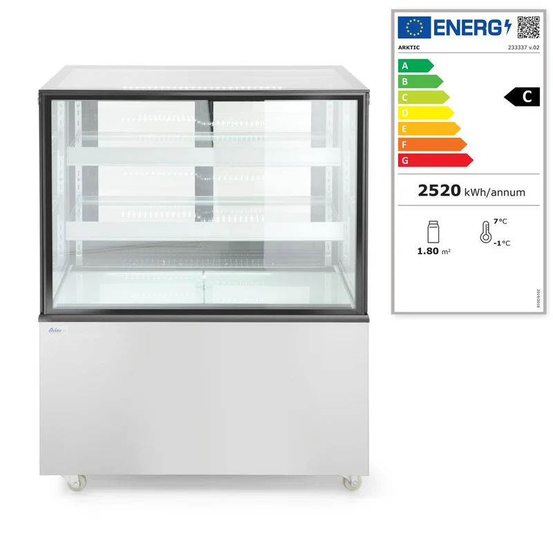 Arktic Kühlvitrine mit 2 Regalen – 230 V / 480 W – 677 × 994 × H 1230 mm
