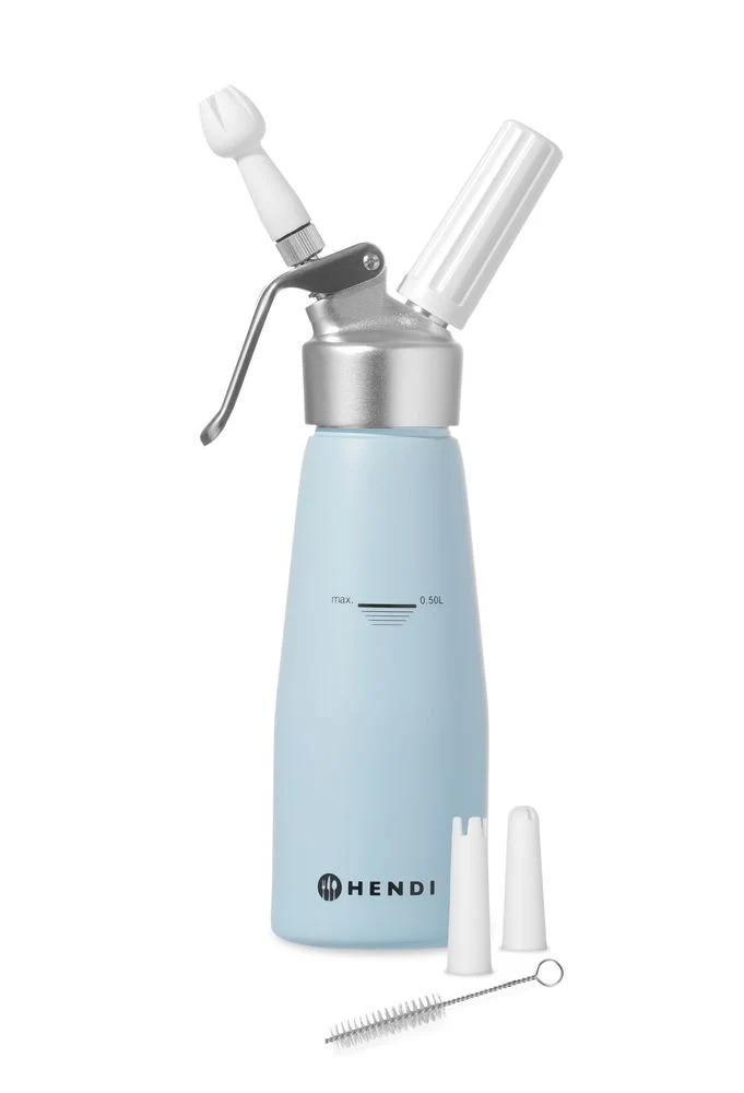 HENDI Sahnespender – 0,5 l – Pastellblau – Ø 80 × H 260 mm