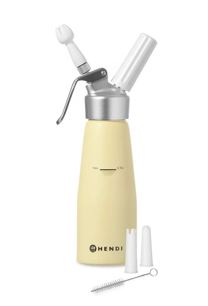 HENDI Sahnespender – 0,5 l – Pastellgelb – Ø 80 × H 260 mm
