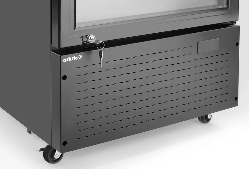 Arktic Eintüriger Kühlschrank mit hinterer Bar und hinterleuchteter Blende – 254 l – 230 V / 250 W – Schwarz – 605 × 578 × H 1980 mm