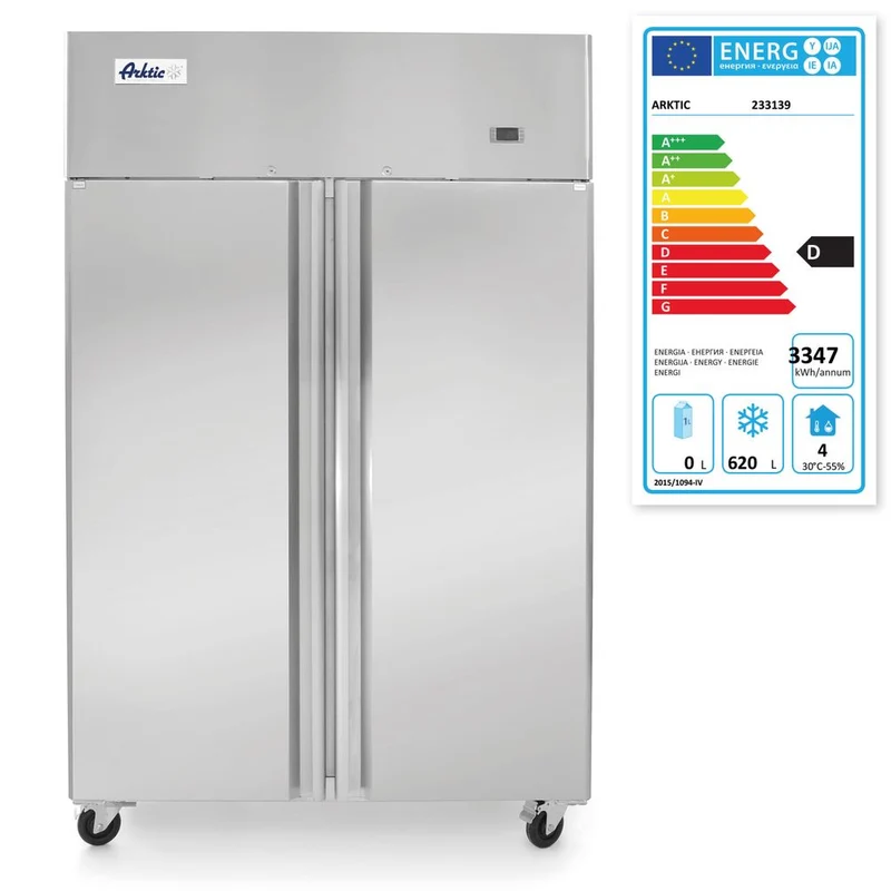 Arktic Gefrierschrank mit 2 Türen 900 l – Profi Line – 620 l – 230 V / 750 W – 745 × 1200 × H 1945 mm
