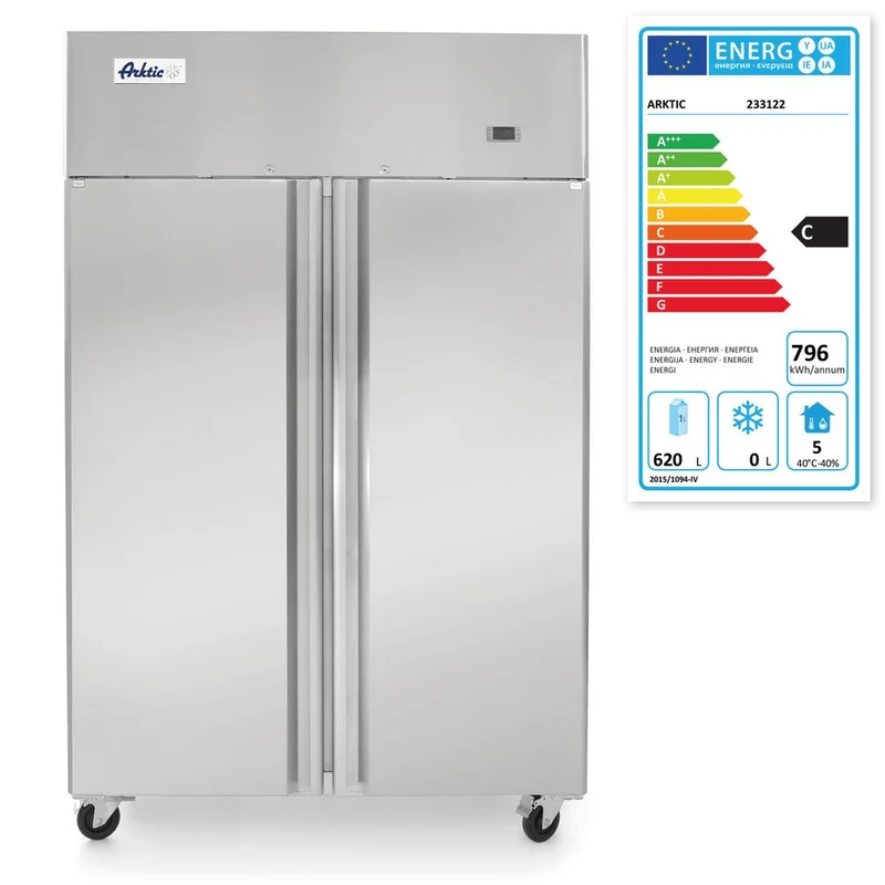 Arktic Kühlschrank zweitürig 900 L – Profi Line – 620 l – 230 V / 450 W – 745 × 1200 × H 1945 mm