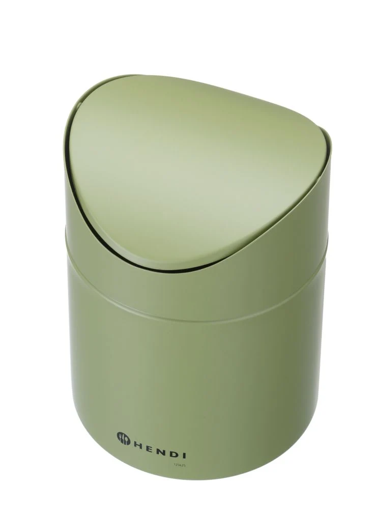 HENDI Tischabfalleimer mit Schwingdeckel – 1,2 l – Grün – Ø 120 × H 165 mm