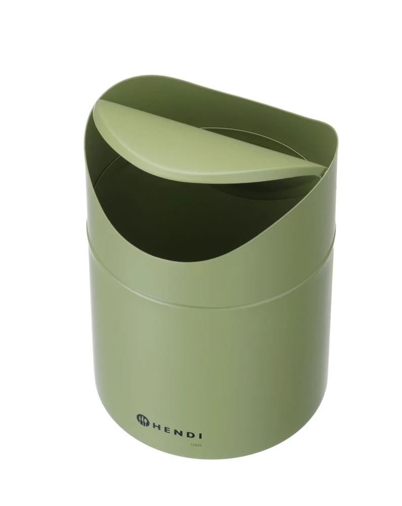 HENDI Tischabfalleimer mit Schwingdeckel – 1,2 l – Grün – Ø 120 × H 165 mm