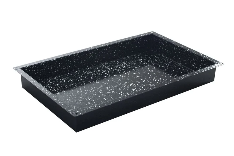 HENDI Gastronorm-Behälter, emailliert – GN 2 / 1 – Rechteckig – Schwarz – 650 × 530 × H 40 mm