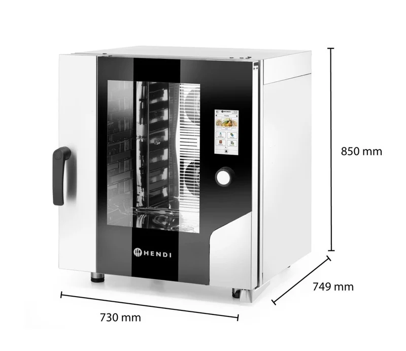 HENDI Konvektionsdampfgarer – Touch 7 x GN 1 / 1 – 400 V / 11400 W – 730 × 784 × H 850 mm