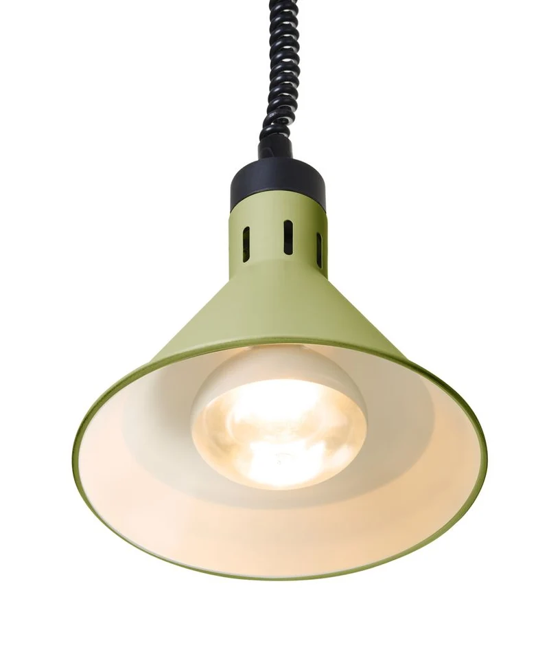 HENDI Höhenverstellbare Wärmelampe, konisch – 230 V / 375 W – Grün – Ø 275 × H 250 mm