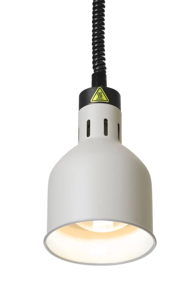 HENDI Höhenverstellbare Wärmelampe, zylinderförmig – 230 V / 375 W – Weiß – Ø 175 × H 250 mm