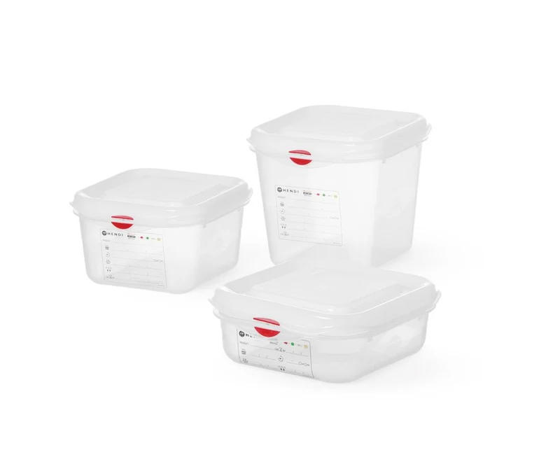 HENDI GN 1 / 6 Behälter, Polypropylen – 1,7 l – Transparent – Rechteckig – 176 × 162 × H 100 mm