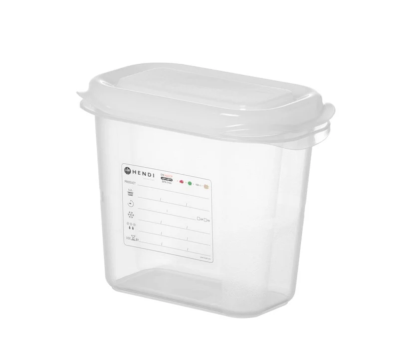 HENDI GN 1 / 9 Behälter, Polypropylen – 1,5 l – Transparent – Rechteckig – 176 × 108 × H 150 mm