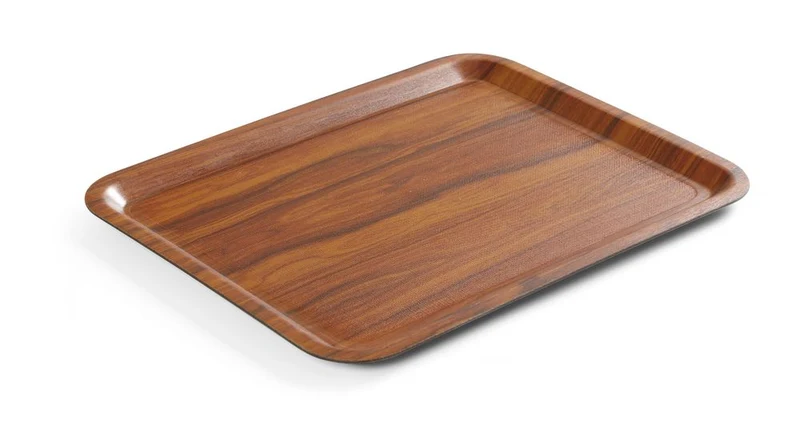 AmerBox Serviertablett, rechteckig, rutschfest, laminiert – Mahagoni – 460 × 360 mm