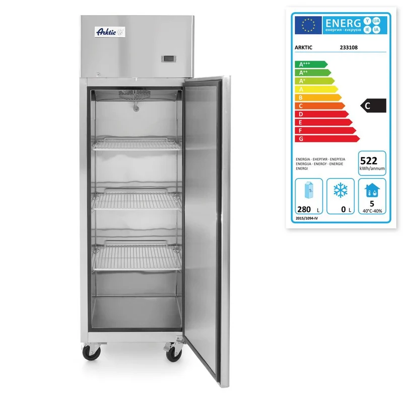 Arktic Kühlschrank eintürig 410 L – Profi Line – 280 l – 230 V / 290 W – 730 × 600 × H 1950 mm