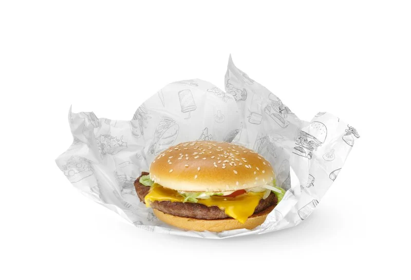 HENDI Einschlagpapier, fettdicht – Fastfood-Muster – 250 × 350 mm – 500 Stück