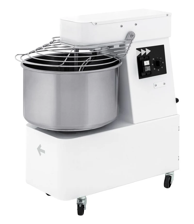 HENDI Spiralkneter mit feststehendem Kopf und Rührschüssel, 2 Geschwindigkeitsstufen – 32 l – 400 V / 1700 W – 88 kg / h – 430 × 740 × H 820 mm