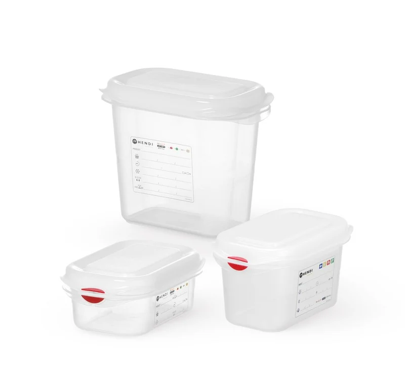 HENDI GN 1 / 9 Behälter, Polypropylen – 0,6 l – Transparent – Rechteckig – 176 × 108 × H 65 mm