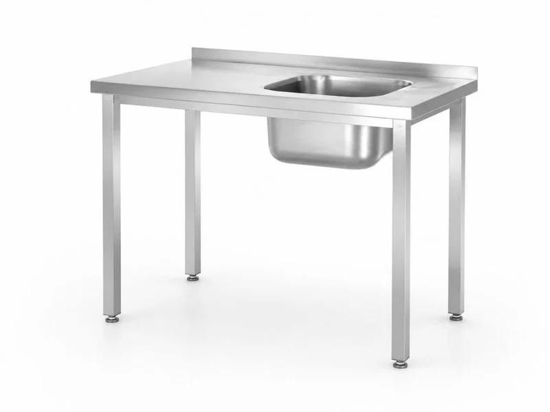 HENDI Spültisch, verschraubt – Kitchen Line – Spülbecken auf der rechten Seite – 800 × 600 × H 850 mm