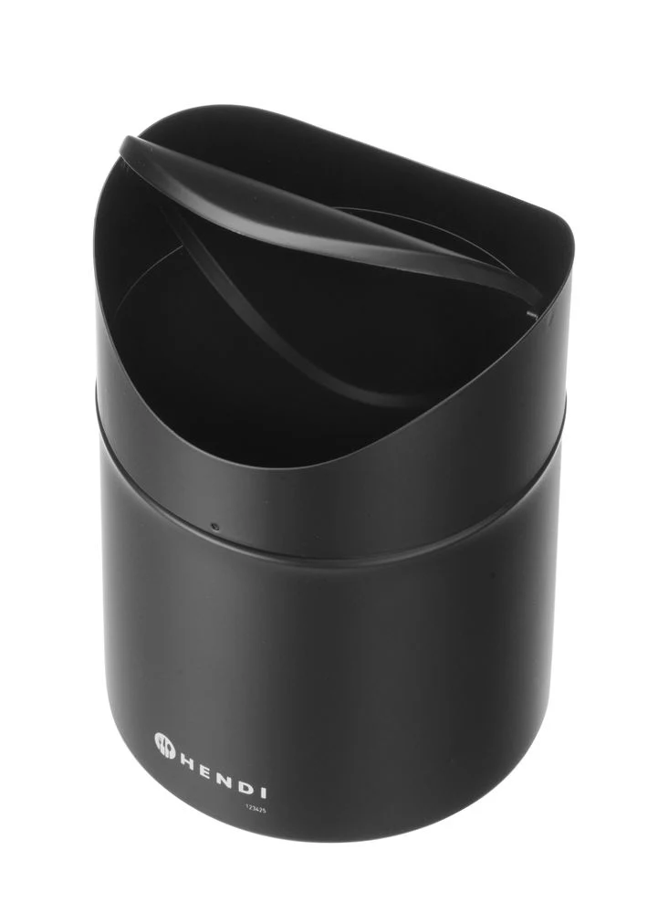 HENDI Tischabfalleimer mit Schwingdeckel – 1,2 l – Schwarz – Ø 120 × H 165 mm