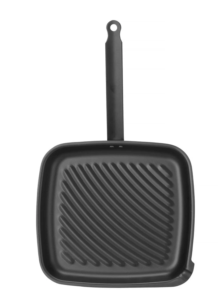 HENDI Grillpfanne, quadratisch – 480 × 282 × H 80 mm