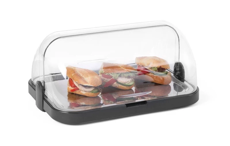 HENDI Roll-Top-Kühldisplay, einfach – Rechteckig – Dunkelgrau – 440 × 320 × H 205 mm