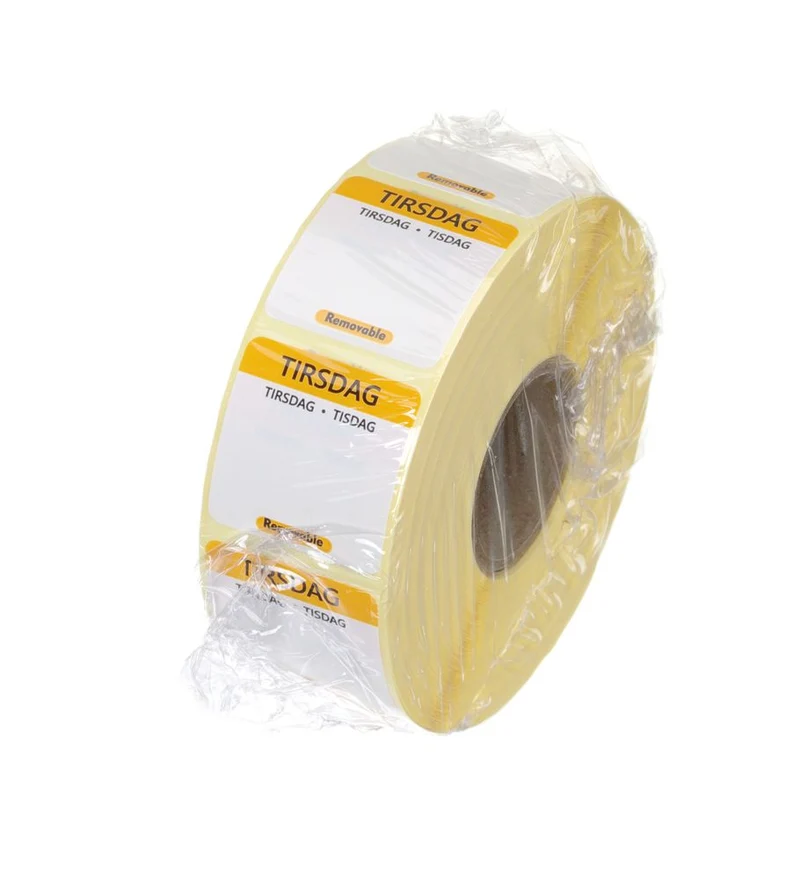 HENDI Täglich anwendbare Lebensmittelsicherheitsetiketten – Dienstag – Gelb – 25 × 25 mm – 1000 Stück