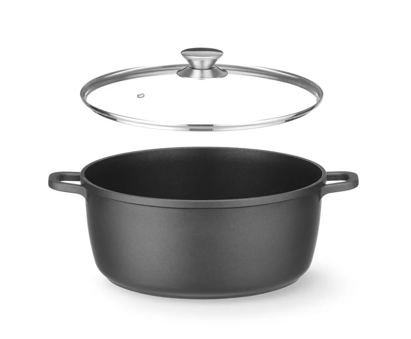 HENDI Kasserolle mit Antihaft-Beschichtung – 9 l – Schwarz – 405 × 332 × H 138 mm
