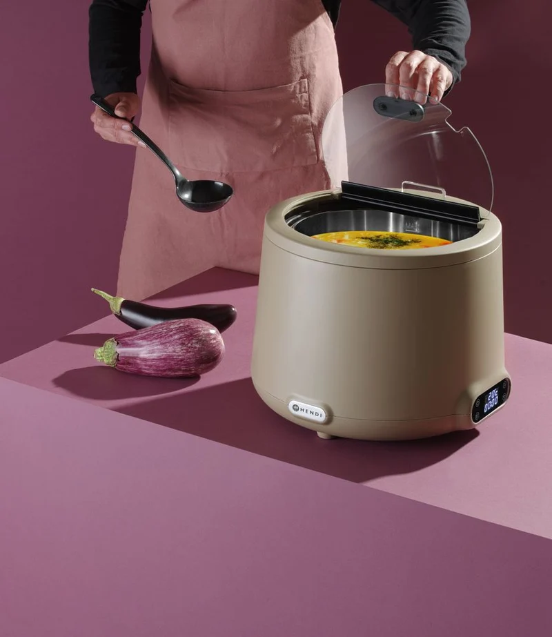 HENDI Suppenkessel UNIQ – 8 l – 230 V / 500 W – designed by Robert Bronwasser – Beige – Ø 365 × H 325 mm