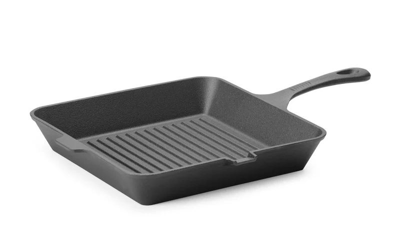 HENDI Gusseisen-Grillpfanne – Quadratisch – Schwarz – 250 × 250 × H 50 mm