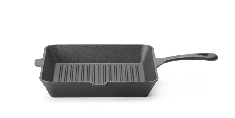 HENDI Gusseisen-Grillpfanne – Quadratisch – Schwarz – 250 × 250 × H 50 mm